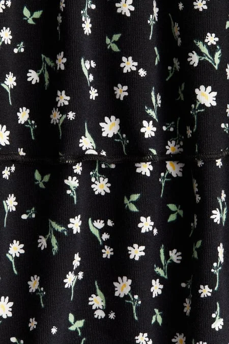 H&M Black/Floral Tiered foldover-waist skirt for Women | Best Price UAE